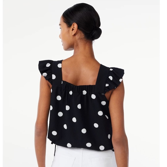 NWOT Small Scoop Women's Flutter Sleeve Top with Tie Hem - Picture 2 of 8